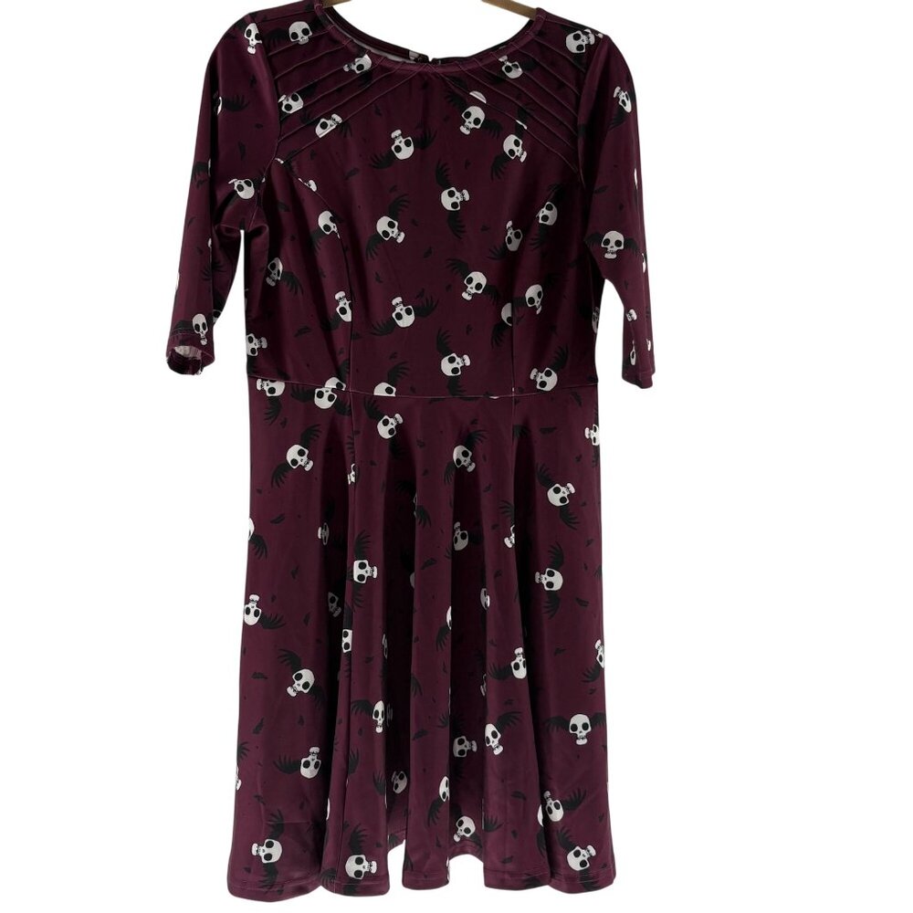Corpse Bride x Unique Vintage Dress Flying Skulls Stephanie Flare XL - Picture 7 of 9